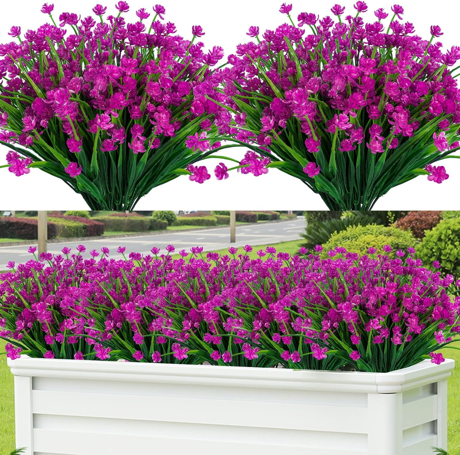 20pcs Artificial Fake Flowers,Plastic Flowers for Outdoor Decoration, UV Resistant Faux Flowers Shrubs, Artificial Plants for Indoor Outside Garden Home Wedding Farmhouse（5 Colors）