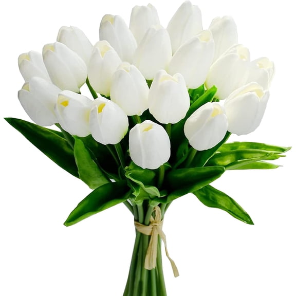 20pcs Artificial Tulips Flowers, Real Touch Fake Tulips, PU Tulips Flowers for Home Kitchen Wedding Party DIY Decorations