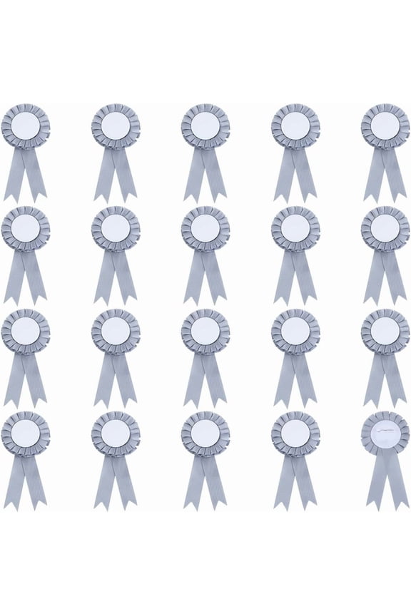 20pcs Award Ribbon Shape Iron Badge Pins Plastic Button Pin Brooches for Party Accessory Gray 155x75mm