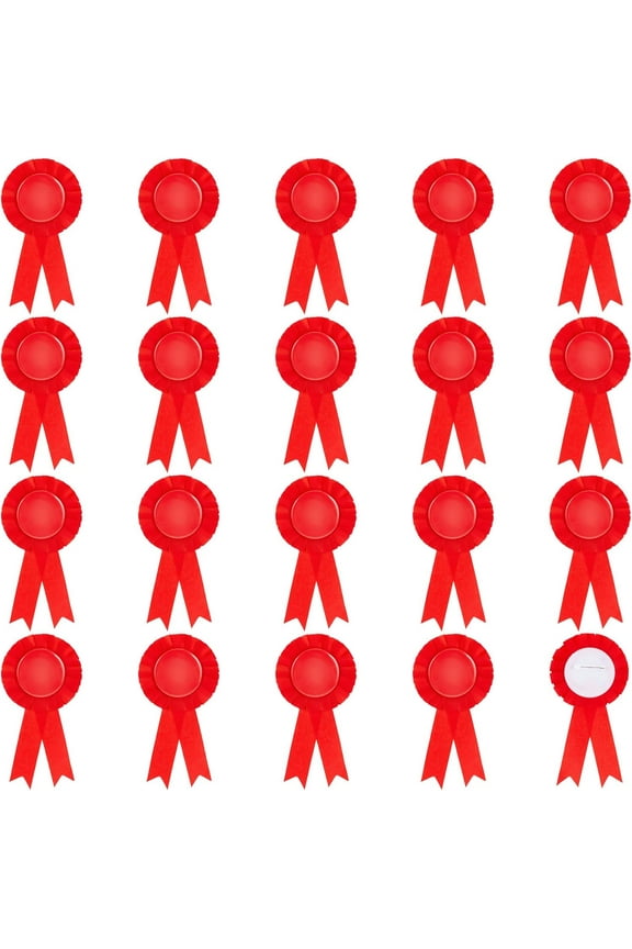 20pcs Award Ribbon Shape Tinplate Badge Pins Blank Button Pin Brooch for Party Accessory Red 160x75x9mm Pin: 0.6mm