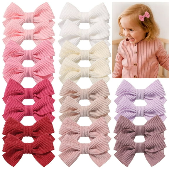 20pcs Baby Hair Clips Girls Bows 2" Mini Alligator Clip Toddler Pigtail Bow Fine Hair Clip