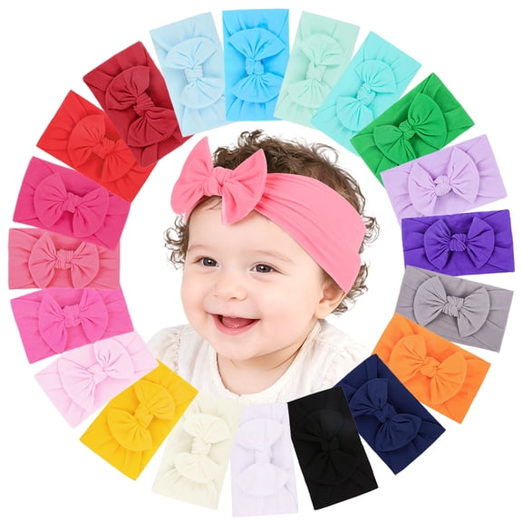 20pcs Baby Headbands,Soft Nylon Baby Girls Hair Bows Hair Band Elastic Hair Accessories For Kids Toddlers Infants Newborn