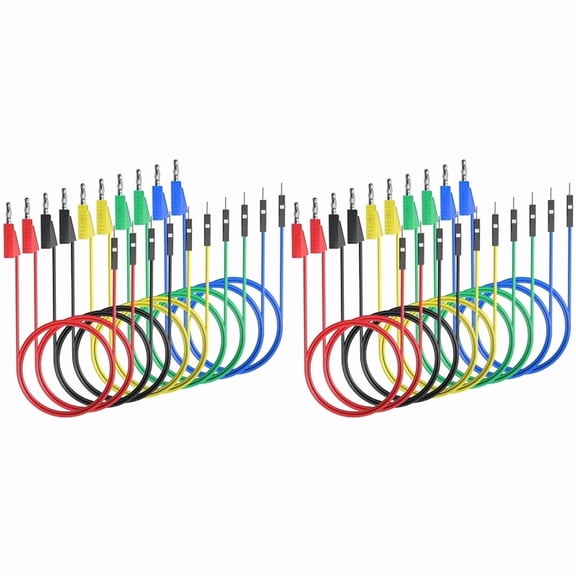 20pcs Banana Plug to Breadboard Male Jumper Wires Soft Flexible Silicone Test Leads for Electrical Testing