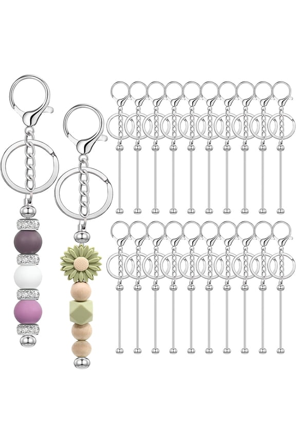 20pcs Beadable Keychain Bars Bulk Blank Creative Cute Keychains Bar for Beads Purse Keychains for Women Man
