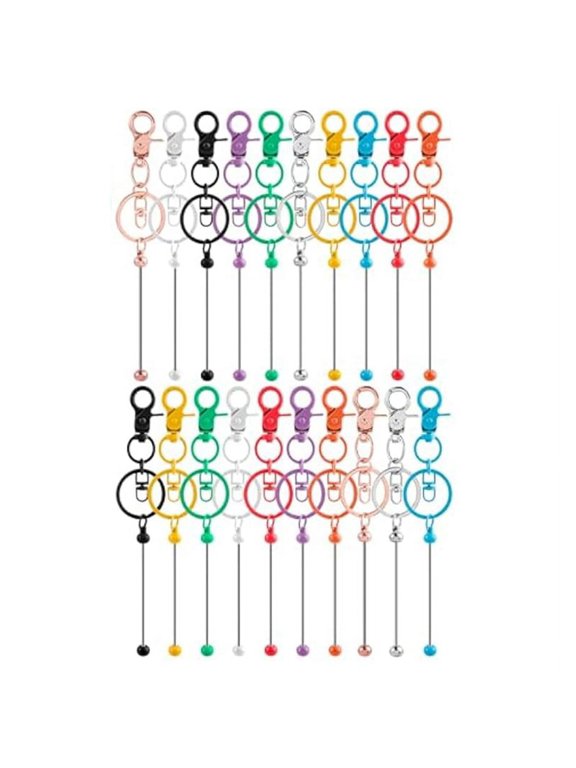 Symkmb 20pcs Beadable Keychains Bars,Diy Multicolor Blank Beadable Keychains-Keychain Bars for Beaded Keychain Making Kit iron Multicolor