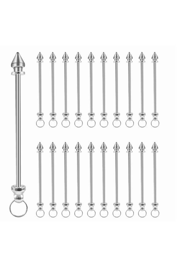 20pcs Beaded Keychains Silver Metal Keychain Making Supplies Beaded Keychains Bulk DIY Project Gift Supplies