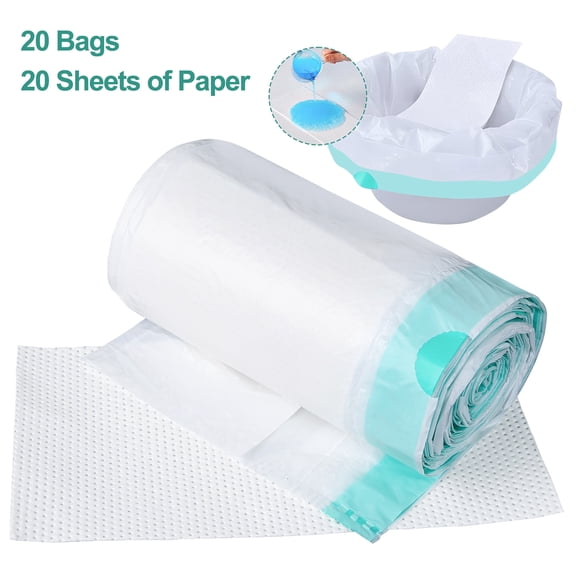 20pcs Bedpan Liners with Absorbent Pads, TSV Disposable Commode Liners for Elderly Women Men Home Nursing