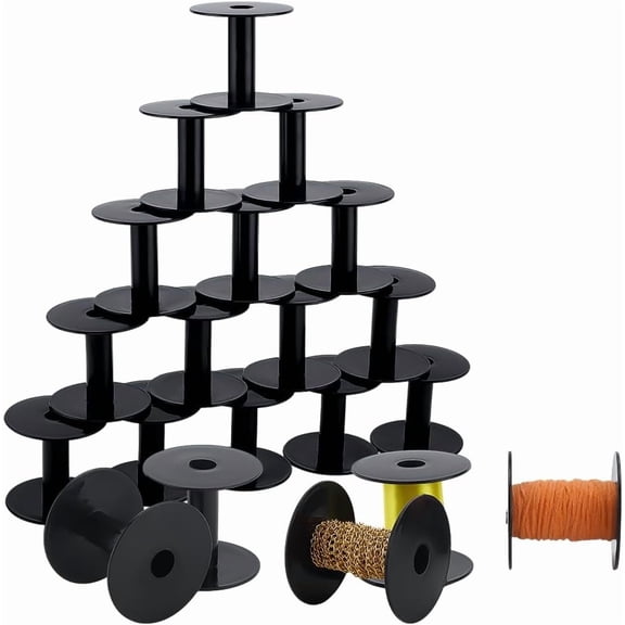 20pcs Black Empty Bobbin Spool Plastic Thread Spools Wire Weaving Bobbins 2.5 inch Thread String Bobbin Ribbon Spools Bulk Sewing Spool for Embroidery Yarn Cord Crafts Sewing