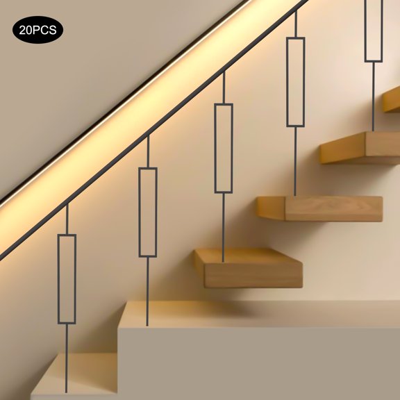 20pcs Black Iron 111.7x1.3cm Cuttable Square Stair Balustrade Without Base Protection Column