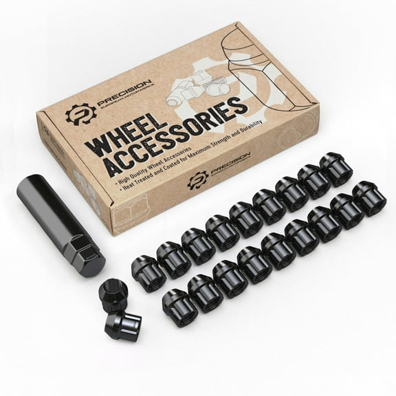 20pcs Black Spline Drive Lug Nuts - 12x1.5 Threads - 0.85 inch Length - Open End - Cone Seat - Includes 1 Socket Key Tool - Compatible with Acura Chevy Honda Lexus Mazda Scion Toyota Hyundai Tuner
