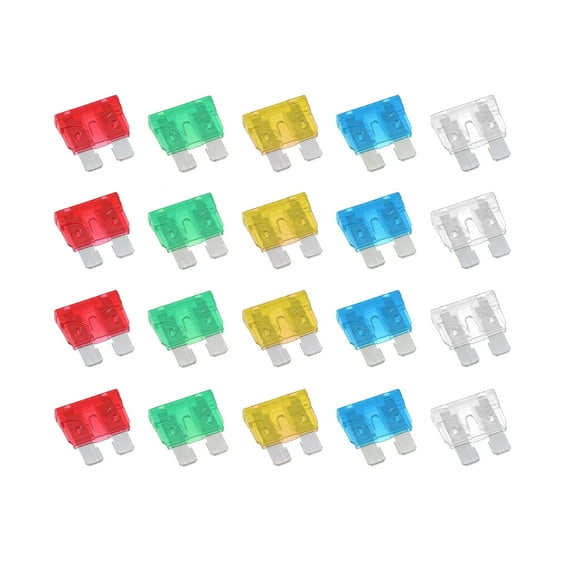 20pcs Blade Style Fuses 10A 15A 20A 25A 30A Blade Style Fuses Replacement for Automotive Car Truck SUV RV