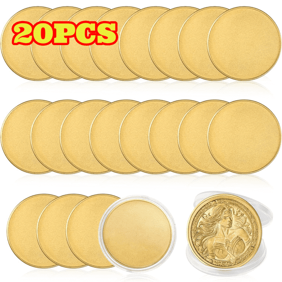 20pcs Blank Challenge Coin for Laser Engraving, Threaded Edged Alloy Coins 40 mm with Acrylic Protection Box for DIY Crafts, Customization, Memorial, Gift