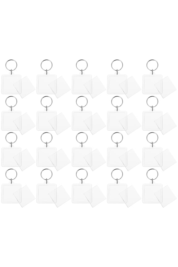 20Pcs Simple Elegant Transparent Acrylic Photo Key Chains for Key Id Labels and Memory Display