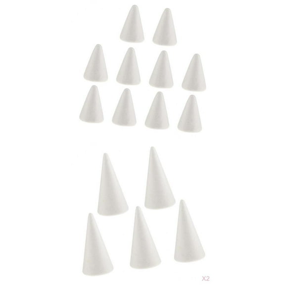 20pcs Blank White Crafts Foam Cone Balls For Hobby Modeling DIY Toys