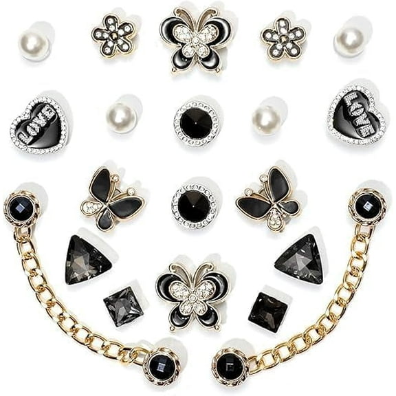 20pcs Bling Butterfly Flower Sparkling Rhinestones Pearl DIY Shoe Decoration Charms for Girls Women's Party Favor