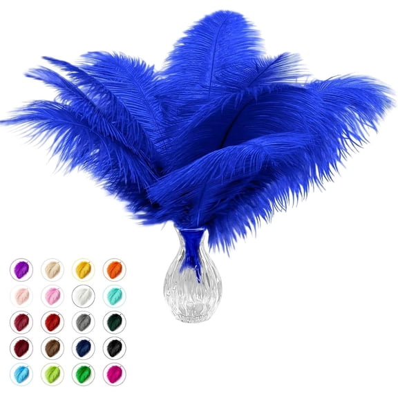 20pcs Blue Ostrich Feathers 10-12 inch (25-30cm) Bulk Feathers for Decoration and DIY Clothing and DIY Clothes Decoration, Gatsby Decorations