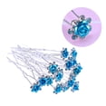 thumbnail image 1 of 20pcs Blue Party Rhinestone Chopstick Bridal Rose Clips Wedding Shaped with - Hair U Accessories Hairpins Women and Head for Girls Bobby Jewelry U-shaped Flower Pins Rhinestonesu, 1 of 5