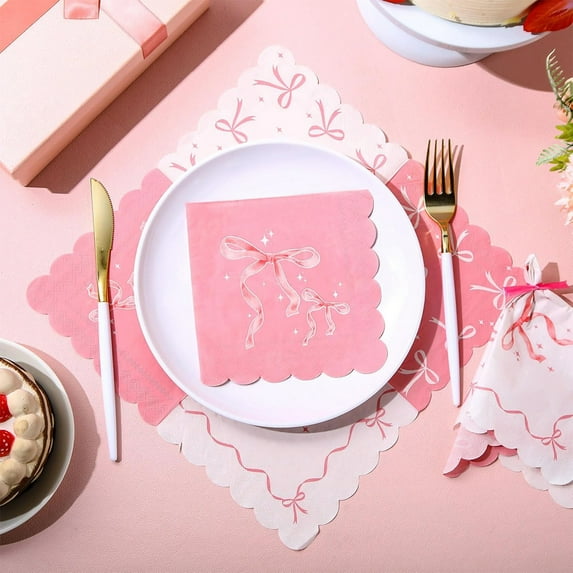20pcs Bowknot Disposable Napkins - Bow-Themed Party Decor for Baby Showers, Bridal Showers, Birthdays & Festive Gatherings - Soft Absorbent Napkin Adding Charm to Party Table Settings, 13*13in, A