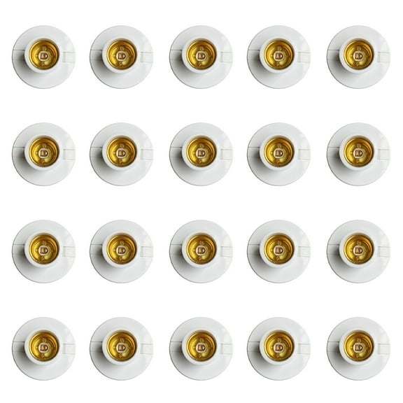 20pcs Box E27 Base Round Lamp Holder Socket Screw Lamp Stand For Ceiling Lights And Pendant Fixtures In White