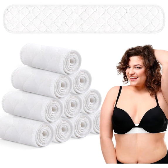 20pcs Bra Liners for Sweat, 3 Layer Washable Rectangle Cotton Under Breasts Pads for Women Absorb Sweating, 18 x 3 Inch