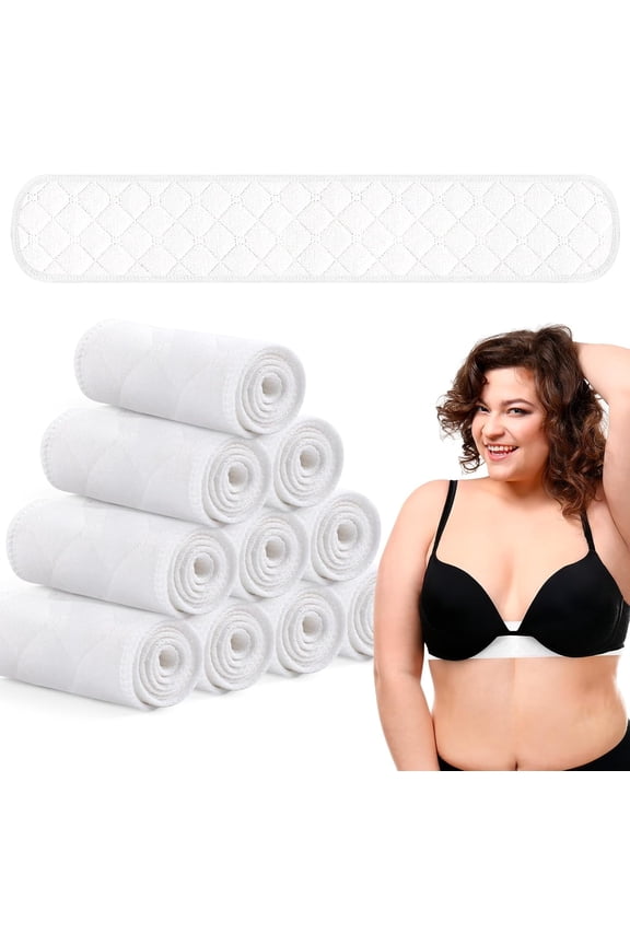 20pcs Bra Liners for Sweat, 3 Layer Washable Rectangle Cotton Under Breasts Pads for Women Absorb Sweating, 18 x 3 Inch