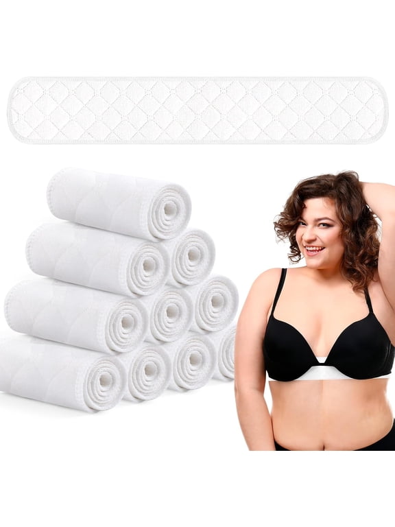 20pcs Bra Liners for Sweat, 3 Layer Washable Rectangle Cotton Under Breasts Pads for Women Absorb Sweating, 18 x 3 Inch