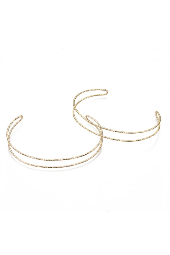 20pcs Brass Cuff Bangles Making Textured Nickel FreeFree Real 18K golden Plated Inner Diameter: 2-3/8 inch(6cm)
