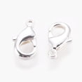thumbnail image 1 of 20pcs Brass Lobster Claw Clasps Nickel Free 925 Sterling Silver Plated 12x7x2.5mm Hole: 1mm, 1 of 2