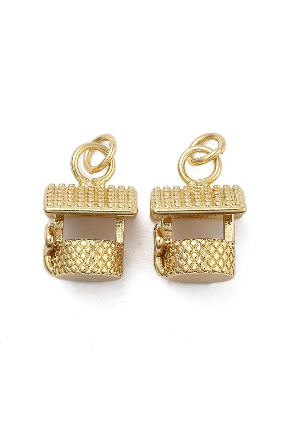 20pcs Brass Pendants Cadmium Free & Lead Free House Charms with Jump Ring Real 18K golden Plated 16x11x8.5mm Hole: 3mm
