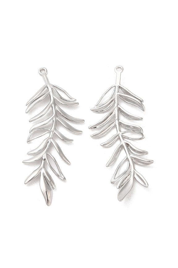 20pcs Brass Pendants Leafy Branch 39x15x2mm Hole: 1mm