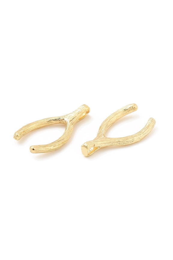 20pcs Brass Pendants Wish Bone Lucky Charm golden 17x9x3mm Hole: 1.2mm