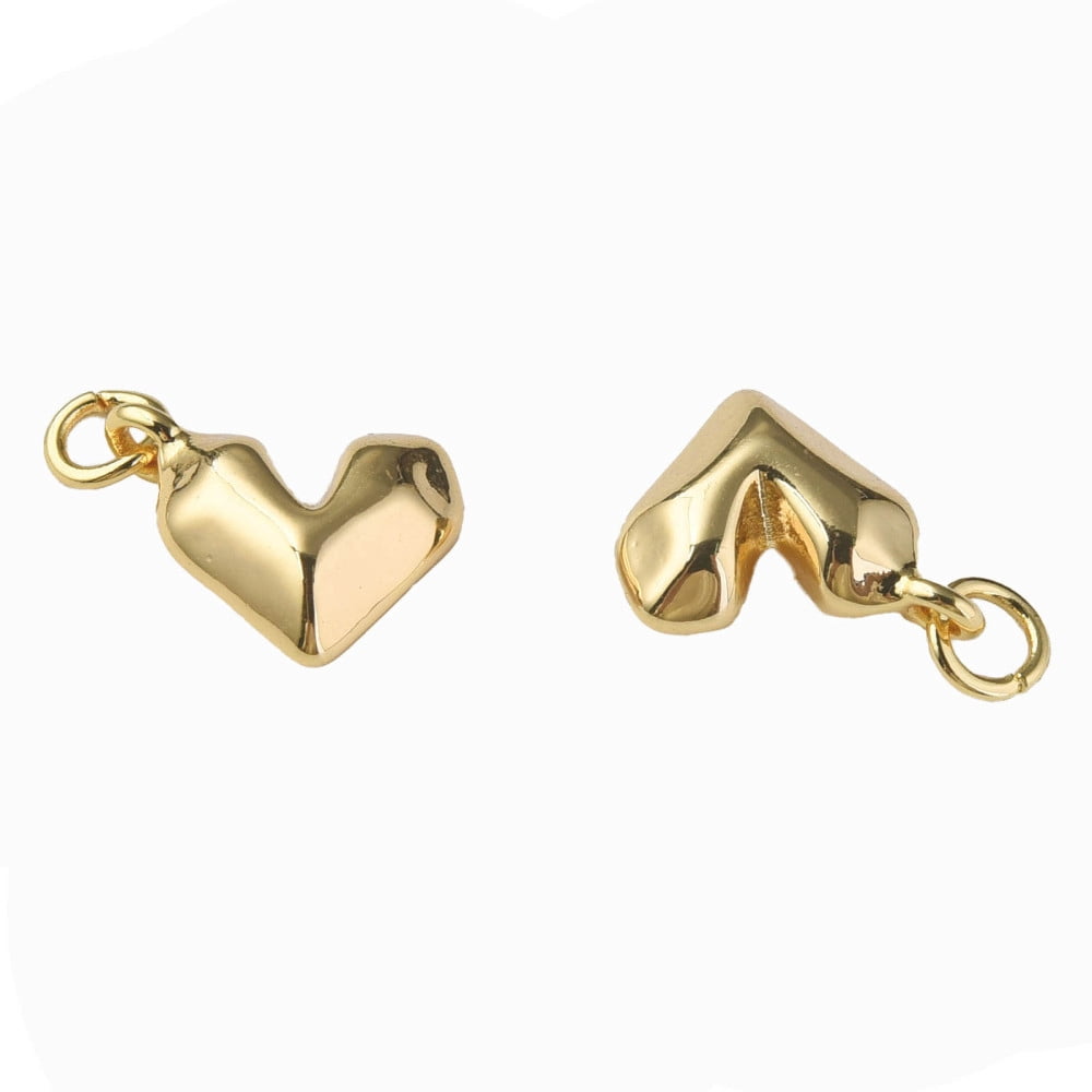 20pcs Brass with Jump Rings Nickel Free Heart golden 10.5x14x5mm Jump Ring: 5x1mm 3mm inner diameter