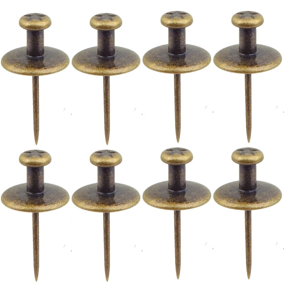 20pcs Bronze Double Head Large Push Pins Zinc Alloy Long Pushpin Thumb Tacks Flat Decorative Thumbtacks Push Pins for Cork Board Bulletin Boards Papers Maps Photos Wall
