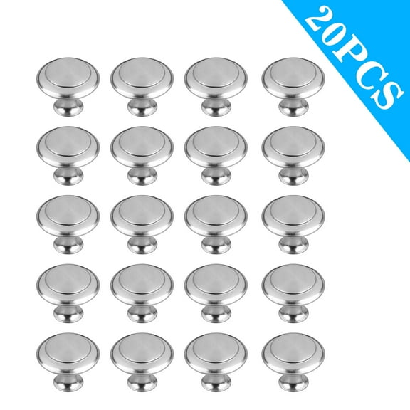 20pcs Brushed Satin Nickel Cabinet Knobs, EEEkit Modern Round Kitchen Cabinet Door Pulls, Drawer Handles Cabinet Hardware Cupboard Handles with Mounting Screws for Dresser, Silver, 1.06" Diameter
