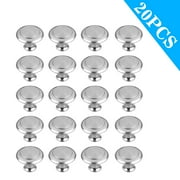 20pcs Brushed Satin Nickel Cabinet Knobs, EEEkit Modern Round Kitchen Cabinet Door Pulls, Drawer Handles Cabinet Hardware Cupboard Handles with Mounting Screws for Dresser, Silver, 1.06" Diameter