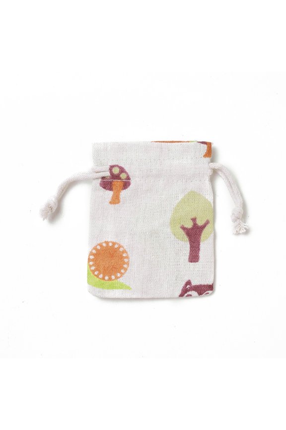 20pcs Burlap Packing Pouches Drawstring Bags Rectangle with Tree Pattern Colorful 8.7~9x7~7.2cm