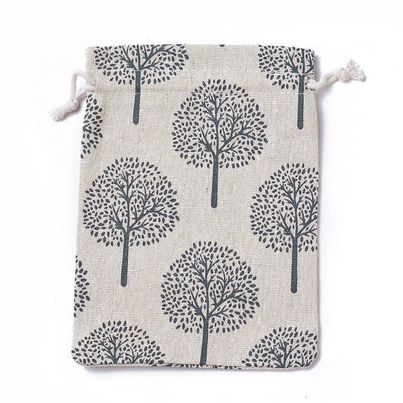 20pcs Burlap Packing Pouches Drawstring Bags Rectangle with Tree of Life Pattern Colorful 17.7~18x13.1~13.3cm