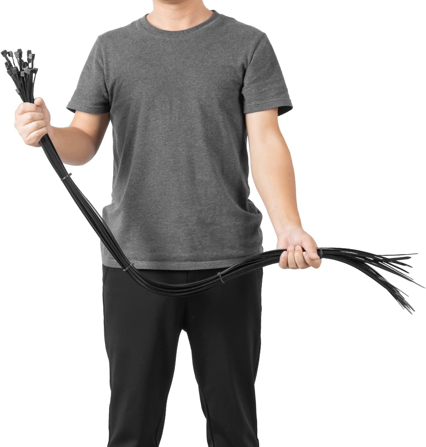 20pcs Cable Tie Long 1500mm x 9mm Wide UV Resistant 80 KG Tensile Strength or HVAC Outdoor Construction,Ultra Strong Self Locking Extra Long Zip Tie Wraps((9mm x 1500mm -20pcs, Black)