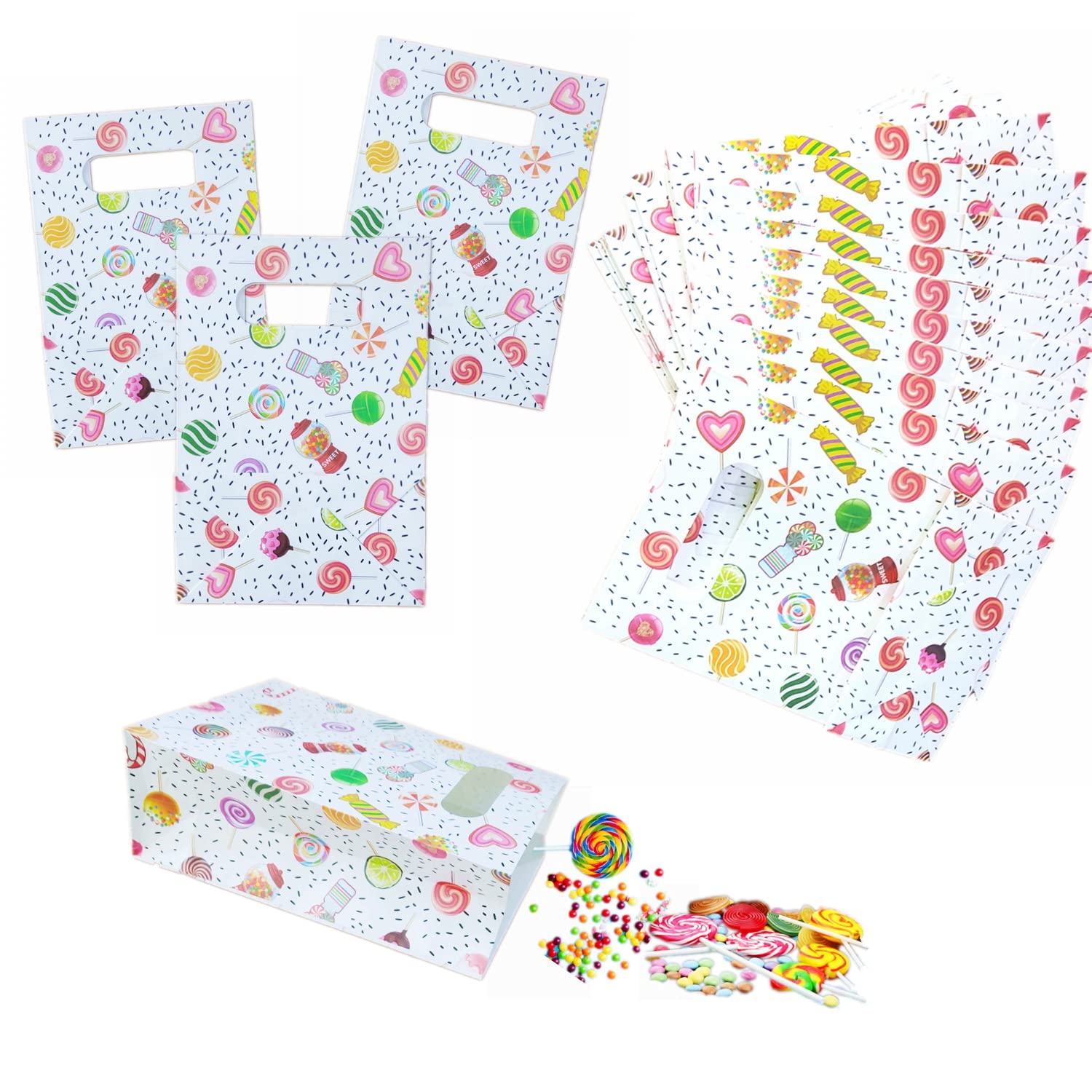 20pcs Candyland Party Bags DHF10 Goodie Sweet Treats Gift Bags Lollipop