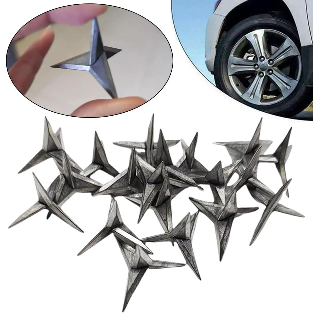 20pcs Car Tire Puncture Spikes Heavy-Duty Triangle Carbon Steel Nails for Anti-Theft and Tire Safety
