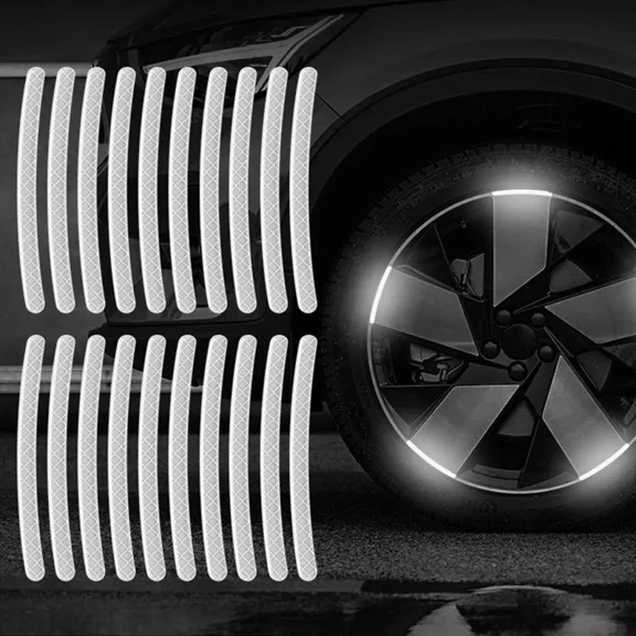 20pcs Car Wheel Hub Reflective Sticker Tire Rim Reflective Strips Luminous for Night Driving Car Bike Motorcycle Wheel Sticker