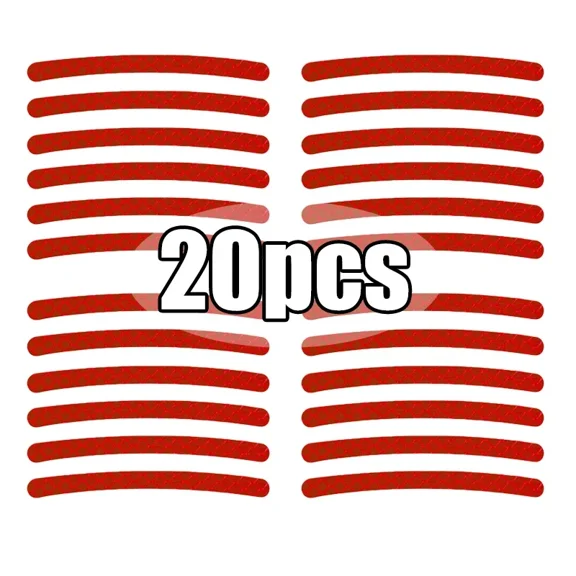 20pcs Car Wheel Tire Hub Reflective Strips Car Motor Tyre High Reflective Night Warning Safety Driving Reflector Sticker