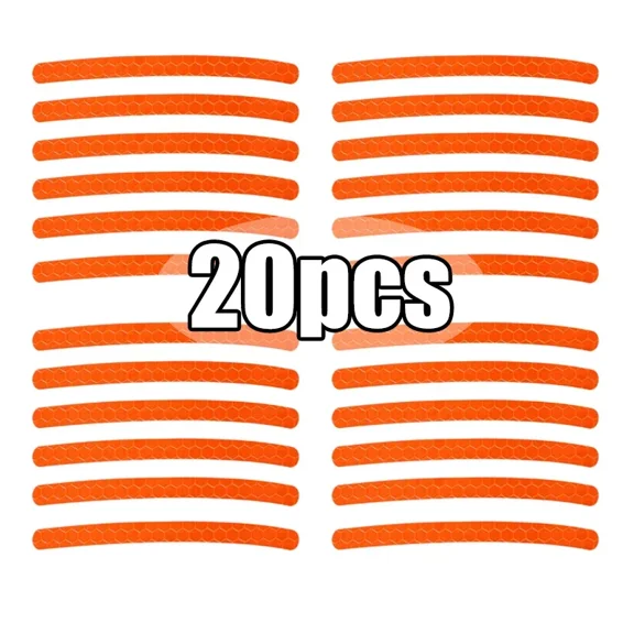 20pcs Car Wheel Tire Hub Reflective Strips Car Motor Tyre High Reflective Night Warning Safety Driving Reflector Sticker