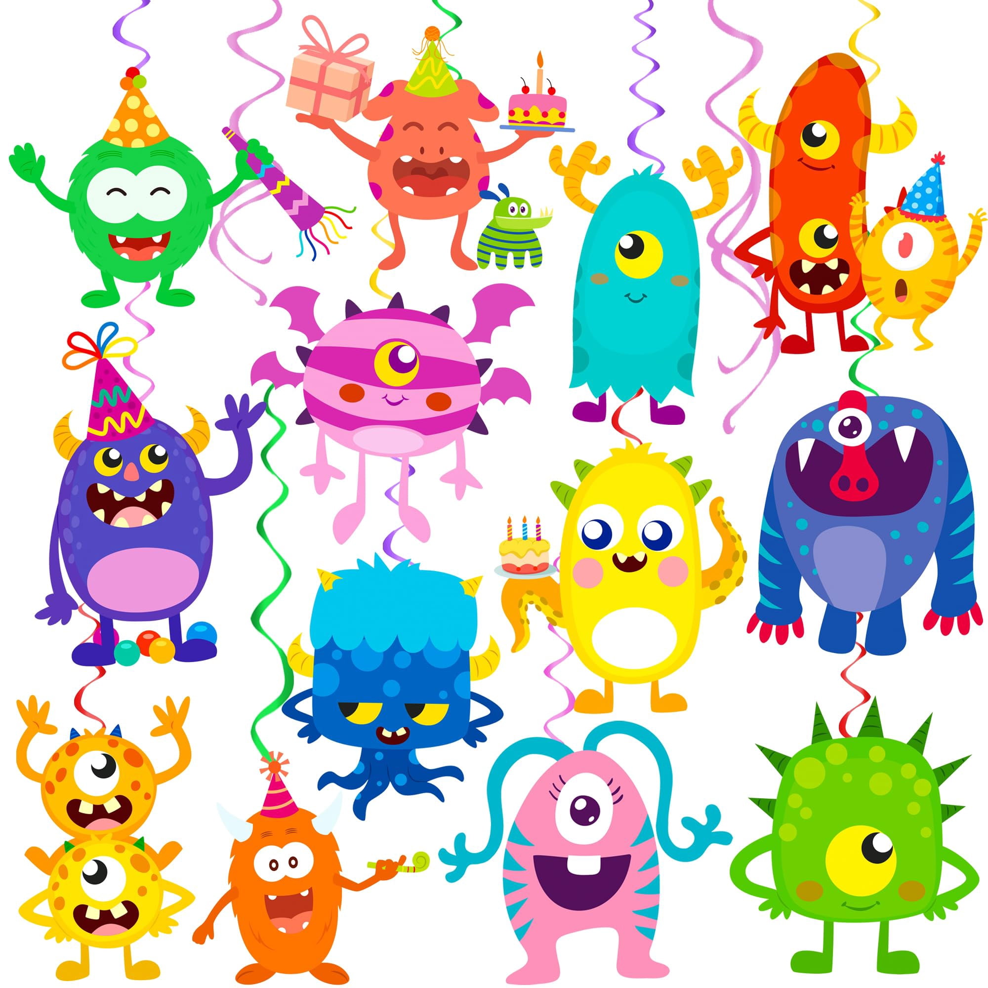 20pcs Cartoon MonsterTRDN Hanging Swirls Decorations Monster Bash