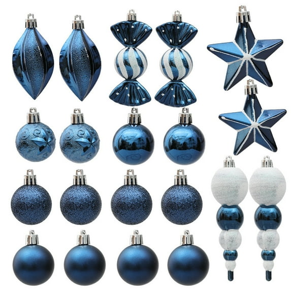 20pcs Christmas Balls Ornaments Set, Delightful Classic Gift Set, Shatterproof Plastic Decor for Xmas Tree Holiday Wedding Party Decorations with Hanging Strings, Blue and White