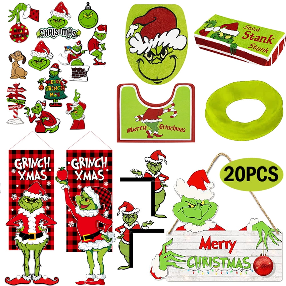 20pcs Christmas Gift Grinch Decor Set,Creative Grinch Door Corner ...