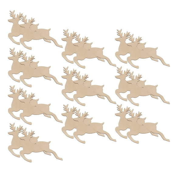 Raindrops 20pcs Wooden Christmas Ornaments To Paint Diy Blank Unfinished Wood Reindeer Cutouts Ornament For Crafts Winter Hanging Decorations