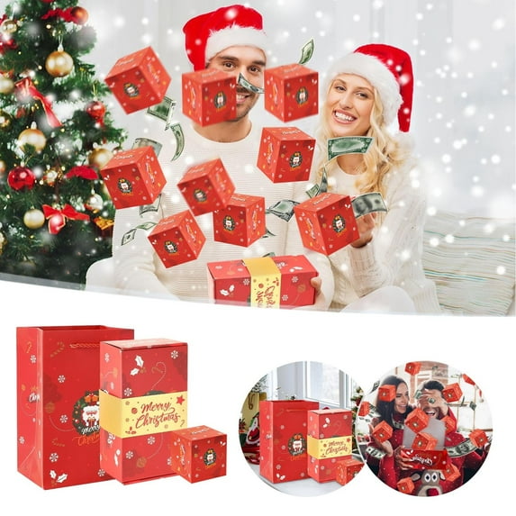20pcs Christmas Surprise Explosion Gift Box, Newly Designed Money/Gift Card Holder, Festive Box for Christmas Presents, Creative Red Envelope Storage Gift Box for Holiday Gifting, Red
