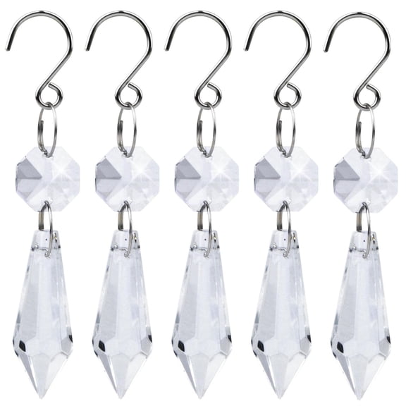 20pcs Clear Chandelier Icicle Crystals Prisms Hanging Crystal Bead  with Hooks for Windows Wedding Christmas Tree Lamp Decoration