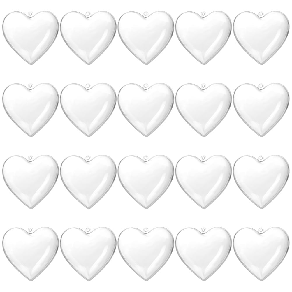 20pcs Clear Plastic Fillable Heart Ornament Heart Shape DIY Plastic